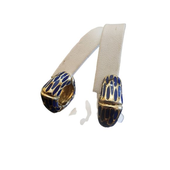 Vintage Signed Ciner Enamel Huggie Clip Earrings (A2375) - Picture 1 of 4